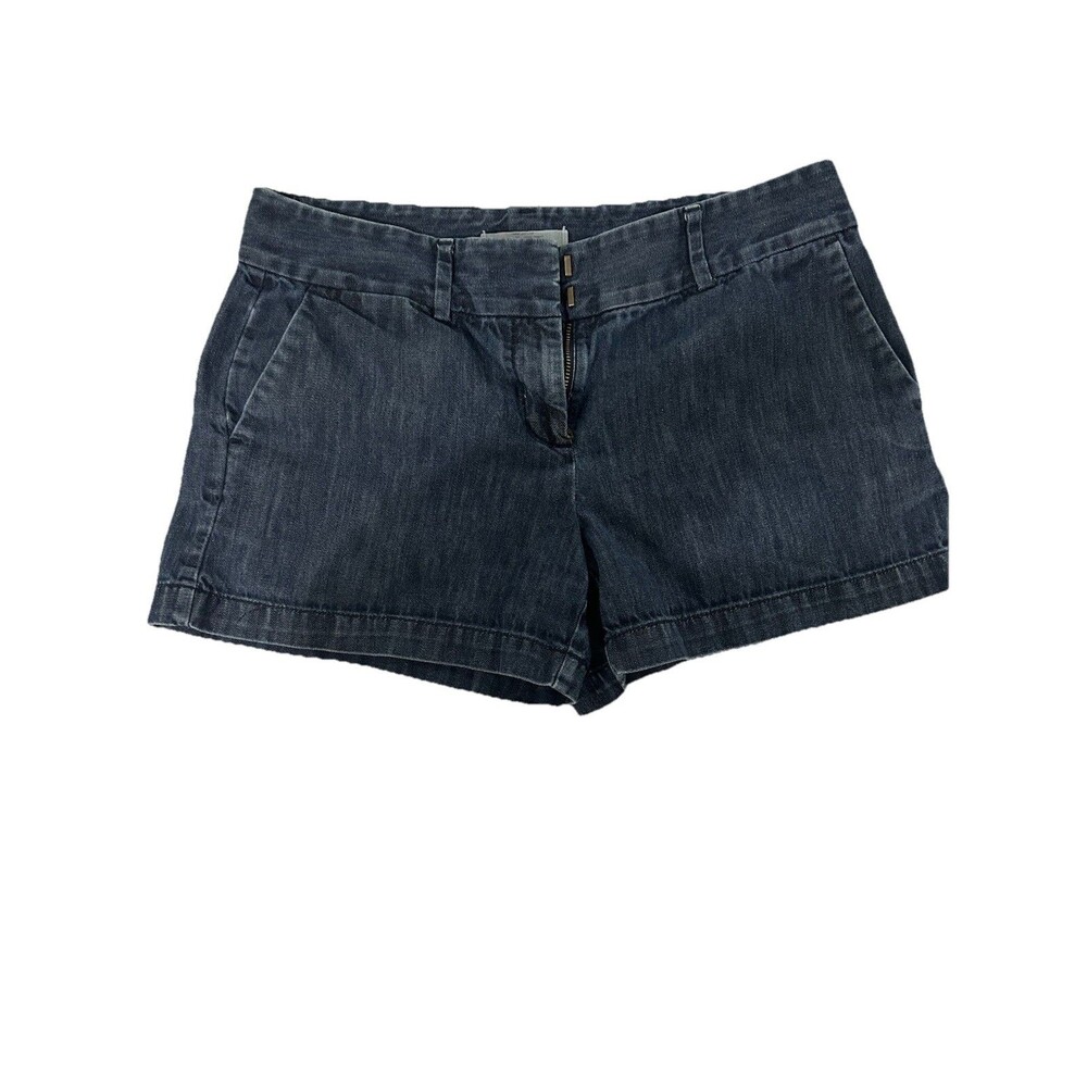 Ann Taylor Loft Womens Size 2 Shorts Dark Washed Flat Front 100% Cotton Zipper